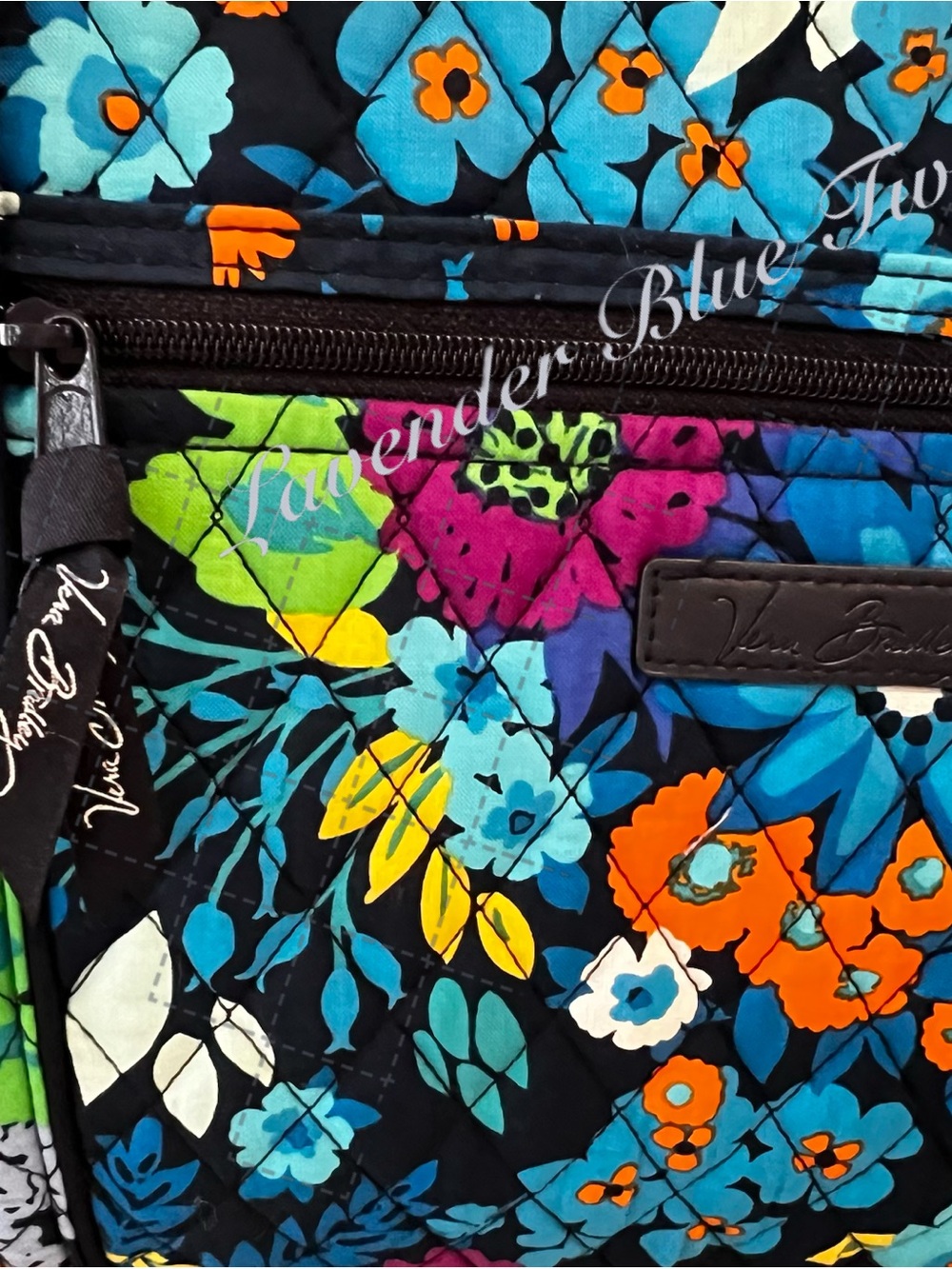 VERA BRADLEY Midnight Floral 2013 XL Duffle Bag Navy Turquoise Lightweight Y2K - Picture 3 of 15